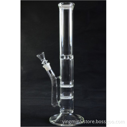 Glass Pipe Oil Rig Glass Pipe Glass Smoking Pipe with 2 Honey Comb Perc 18 Inches High (GB-018)